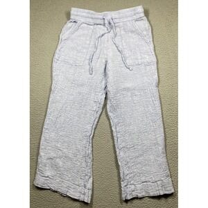 Sigrid Olsen Pants Women's Medium Blue Linen Straight Leg Crop Beachy Coastal